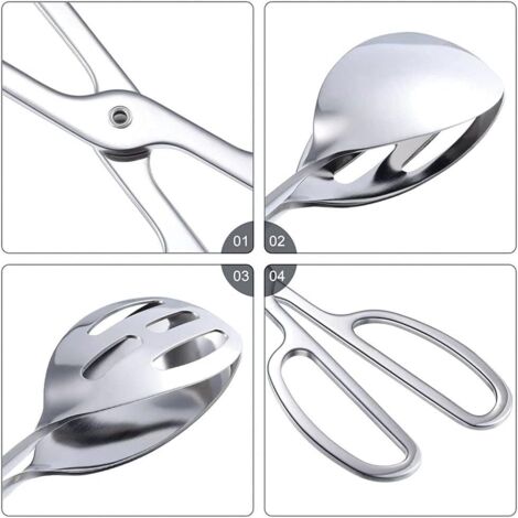 Pinze per insalata in acciaio inossidabile, pinze per barbecue, pinze per buffet, pinze multifunzionali in acciaio inossidabile a forma di forbici per servire verdure, insalata, carne, dessert, bistec