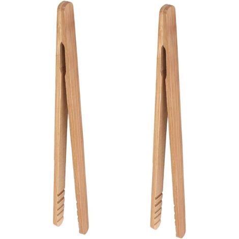 Pinze per toast in bambù, mini pinze da cucina in legno da 18 cm con design antiscivolo, ideali per servire cibo, tostapane, pane, sottaceti, zucchero, barbecue, pinze da cucina multifunzionali.