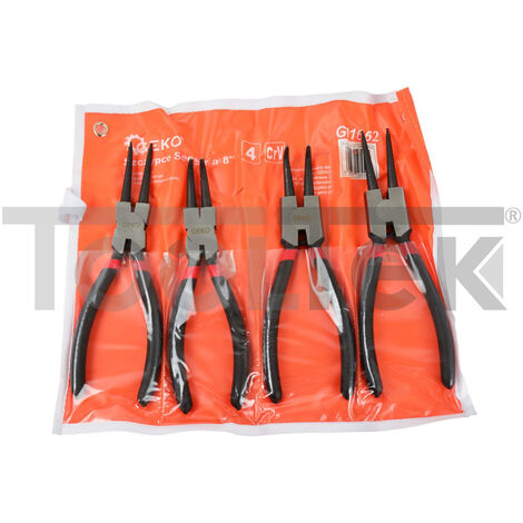 PINZE PROFESSIONALI PER ANELLI ELASTICI SEEGER 200mm SET 4pz G01662