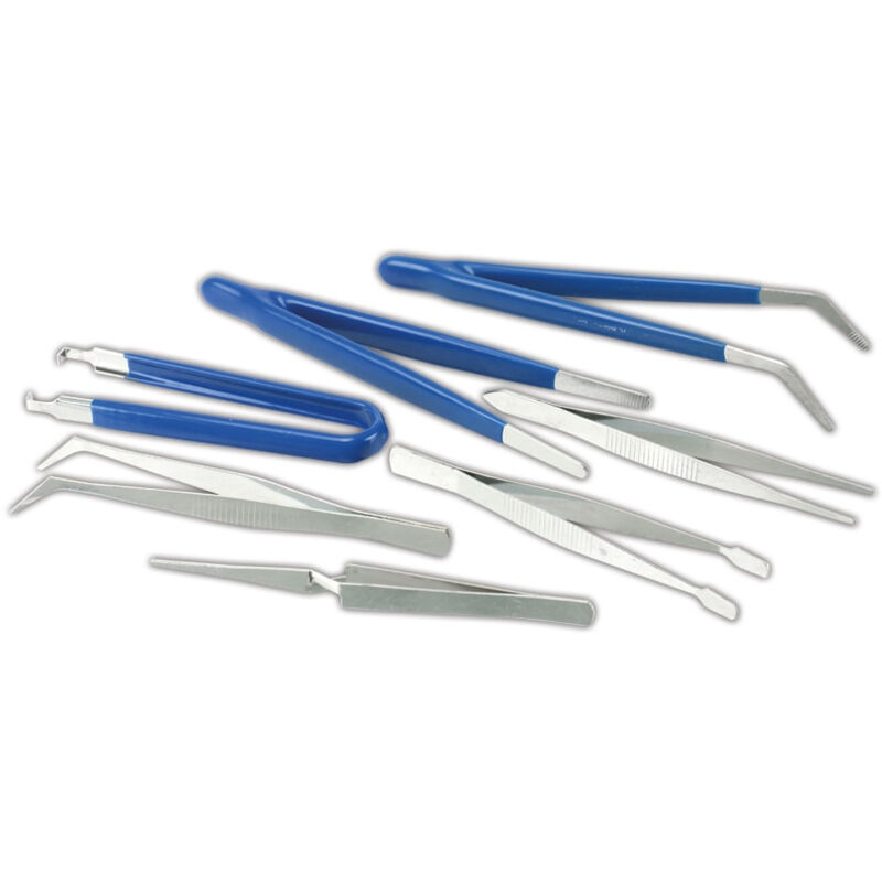 Packung Mit 7 Präzisionsstahlpinzetten Für Kinzo Tools