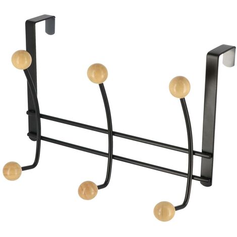 Piolo in metallo con 6 ganci in legno - legno nero - Tendance