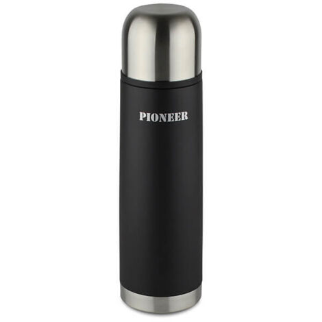 Pioneer 1L Black & Stainless Steel Flask