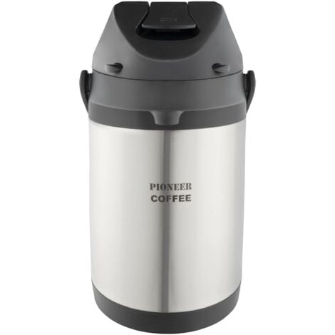 Pioneer Fiaschetta in acciaio inox con leva, dispenser per caffè, conferenze, eventi, 3 litri, argento