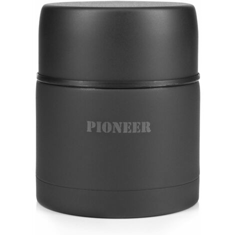 Pioneer Flasks - Borraccia termica sottovuoto a prova di perdite, Acciaio inossidabile, Nero, 500ml / 0.5L