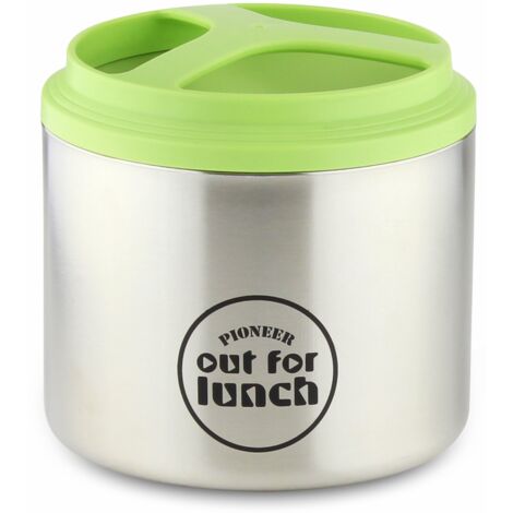 Pioneer HIB-1000/G - Contenitore termico per il pranzo, a prova di perdite, con apertura extra ampia, 4 ore di caldo e 8 ore di freddo, in acciaio inox 18/10, verde, 1 litro