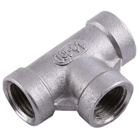 Pipe Fitting, 3-Way Quick Connector, Stainless Steel T-Piece, 1/4 Inch NPT Pipe Fittings, 2 Pieces (DN8)