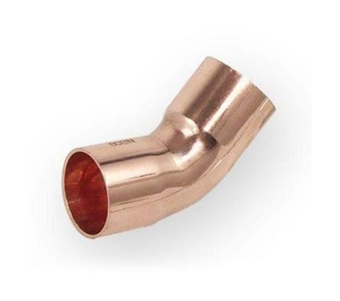 Pipe Fitting Bow Elbow Copper Solder Female x Female 22mm Diameter 45deg Angle