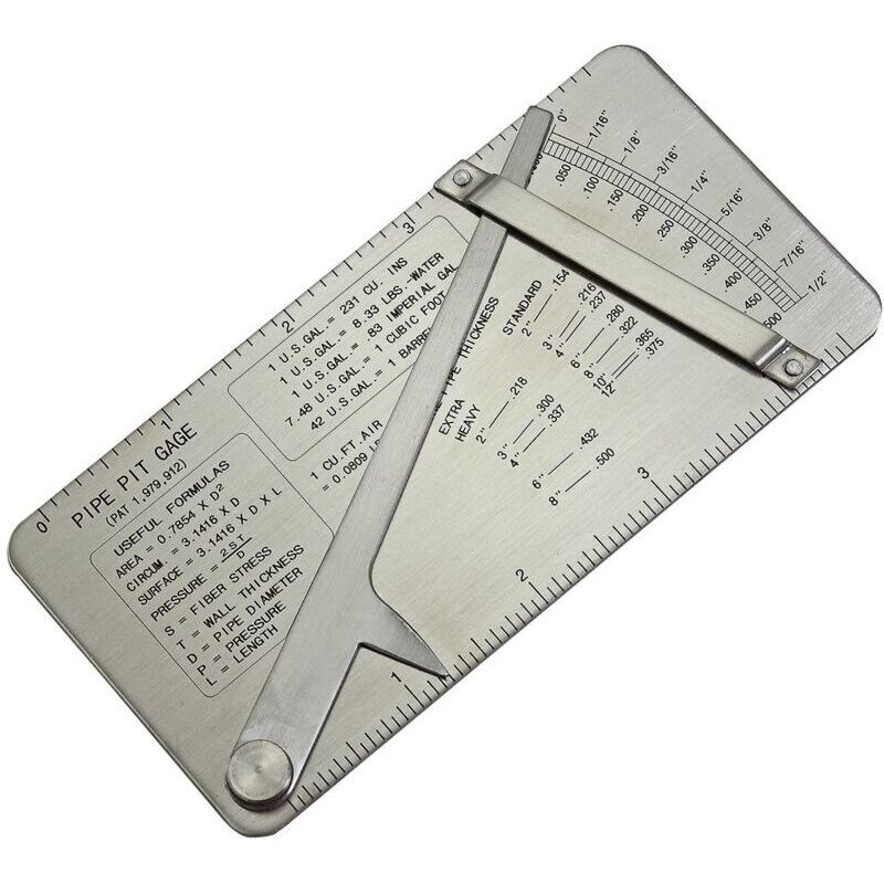 Pipe Pit Welding Gauge Test Gauge The inspection range of the ulnar welder is from 0 to 1/2" in increments of 1/64" and 0.010