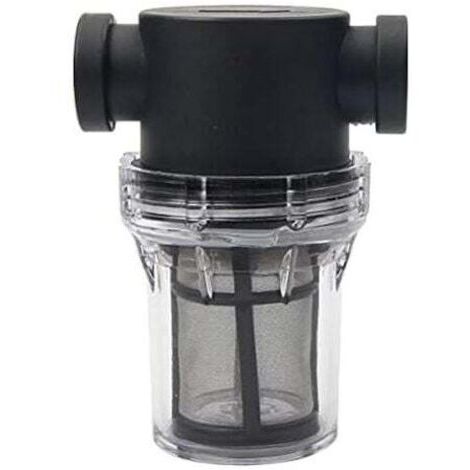 Pipeline Filtre de pompe à eau 3/4" avec tamis en acier inoxydable 100 mailles, filtre en maille en ligne pour arrosage du jardin (noir)