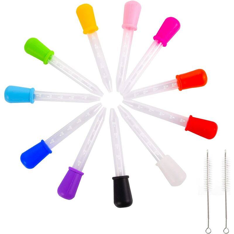 

Pipeta de silicona líquida de 13 piezas 11 juegos con pipetas de color líquido de 5 ml y 2 cepillos de limpieza con cuentagotas transparentes para la