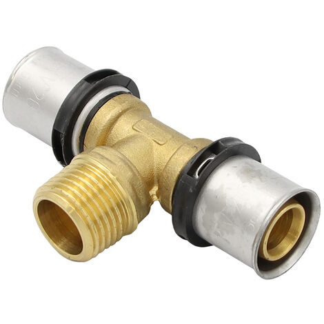 Pipetec Pressfitting T-Stück 20x2 1/2 Zoll 20x2 mm AG TH Kontur