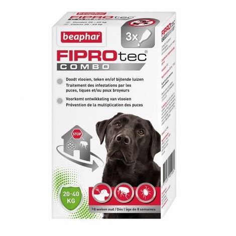 Pipettes Antiparasitaire Fiprotec Combo pour chiens Désignation : Fiprotect Combo grands chiens (20-40 kg) Beaphar 15108