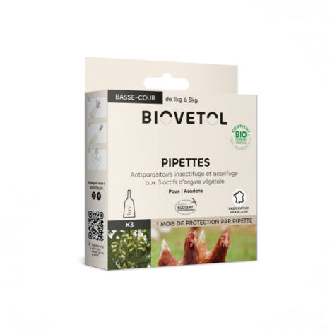 Pipettes Insectifuges Volailles Bio Par 3 - Biovetol