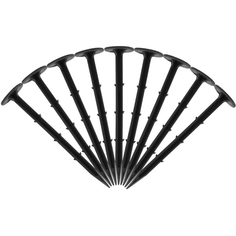 Piquet d'ancrage en plastique lot de 200-1000, fixation terre l. 16cm, noir - 200x