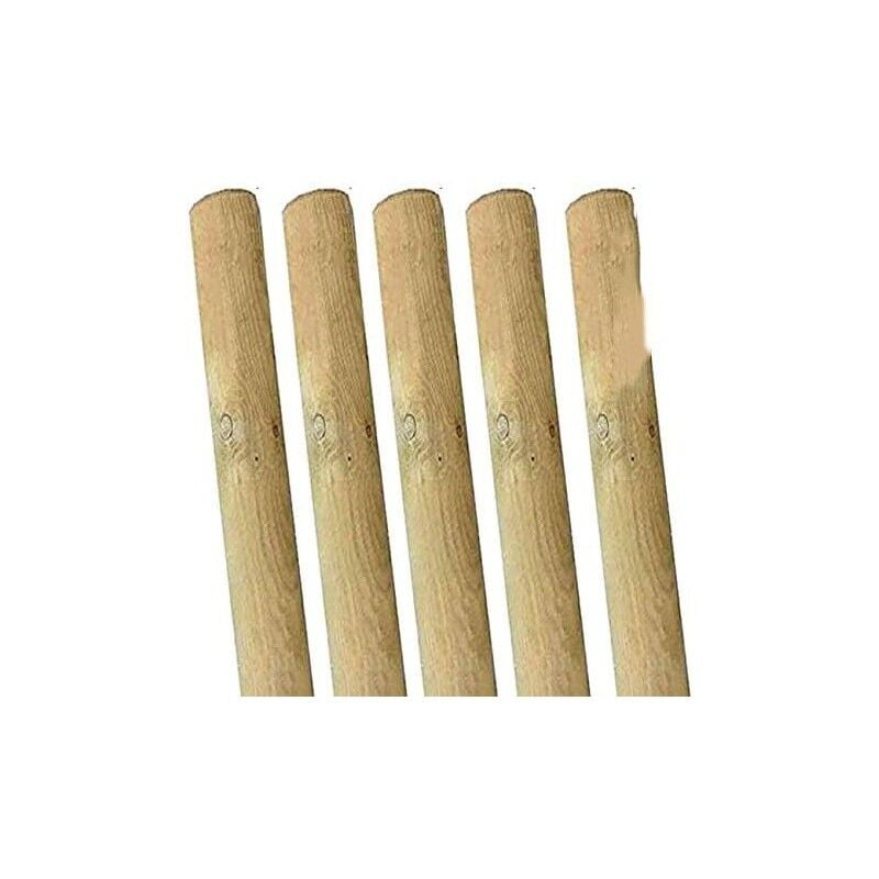 Lot de 5 Tuteur en bois 150 cm Ø 8 cm Tuteurs sans Pointe Poteaux en Bois Piquets de Fixation Piquets de Jardin