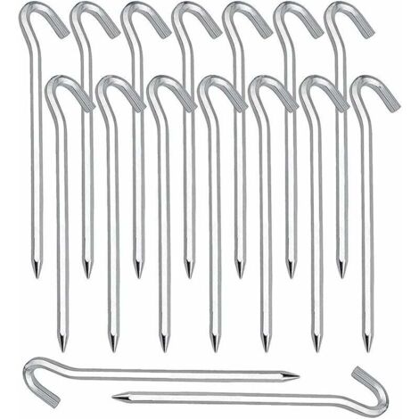 Piquet de Fixation 20 Pièces Piquets de Tente en Piquets de Fixation Sol Crochet pour Tente De Camping Jardinage Acier Galvanisé Sardine Tente Argenté