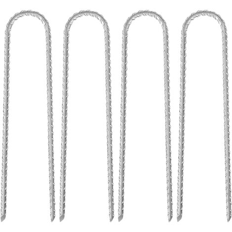 Piquet de Fixation, 4 Pièces 27cm Sardines de Fixation, 8mm Piquets de Fixation, Agrafe Toile Paillage, Piquets de Jardin Convient pour Fixation de Balançoires Tentes Clôtures