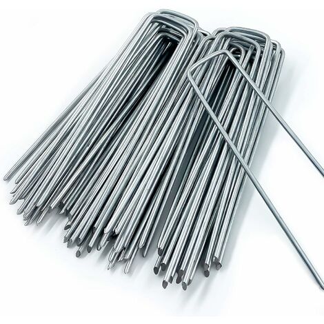 Piquet de fixation en tissu de paillis, 50 piquets de jardin en forme de U, pour bâche à mauvaises herbes, piquets de camping, Clôture de jardin, 150 mm de long, 20 mm de large, 3 mm de diamètre-kueat