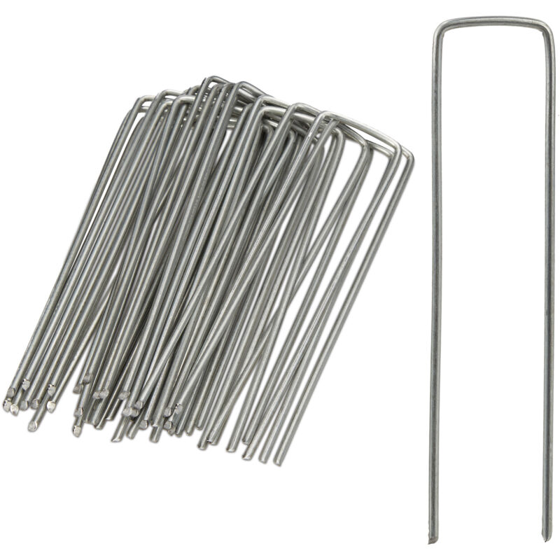 Lot de 50 Piquets de fixation sardines pour tente piquet ancrage sol jardin 15 cm de longueur acier galvanisé