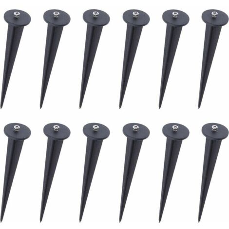 Piquet de fixation pour projecteur LED – Lot de 12 – Acier léger résistant à l'humidité – Pour surfaces molles extérieures - 12pcs