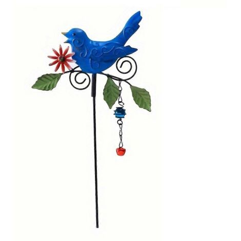 Piquet de jardin en métal, carillon éolien en forme d'oiseau avec clochette, décoration extérieure, D--