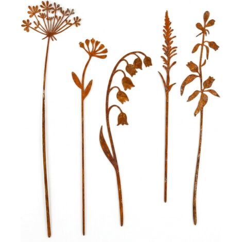 Piquet de jardin en métal rouillé - Décoration de jardin d'extérieur résistante aux intempéries - Durable - Design rouille - Pour jardin, pelouse et jardin avant - Pour propriétaires de maison