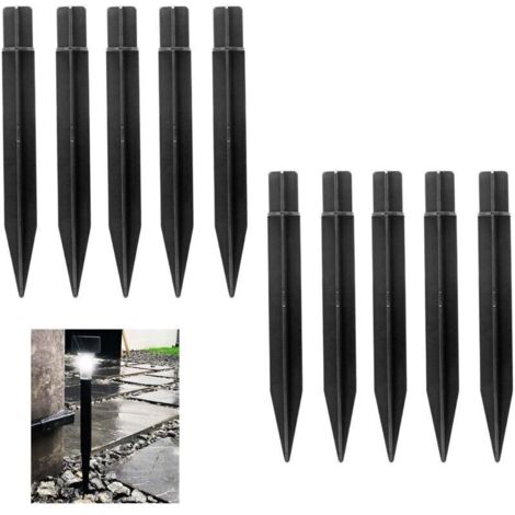 Piquet de Terre,Piquet de Terre renforcé,Lampes Torches solaires, piquets de Jardin,piquets de lumière de Jardin,Support de lumière de Paysage pour marqueurs d'allée de Cour Noir(10 pièces)
