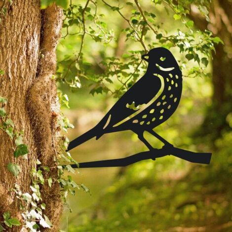 Piquet décoratif en fer forgé en forme de grive pour arbre / Décoration de jardin /Objets en métal, petits cadeaux, amoureux de la nature