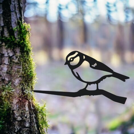 Piquet décoratif en fer pour arbre en forme de mésange bleue / Décoration de jardin / Idée cadeau pour les ornithologues amateurs
