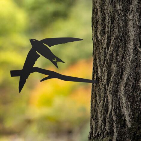 Piquet décoratif en métal en forme d'oiseau Swift, finition noire ou rustique, décoration de jardin en métal,décoration d'arbre, idée cadeau