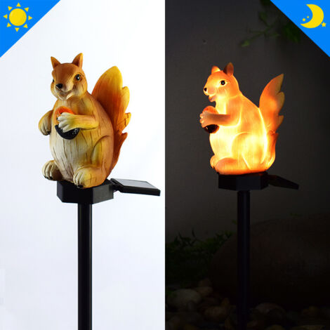 Piquet solaire sculpté en forme d'écureuil – décoration écureuil en résine – f