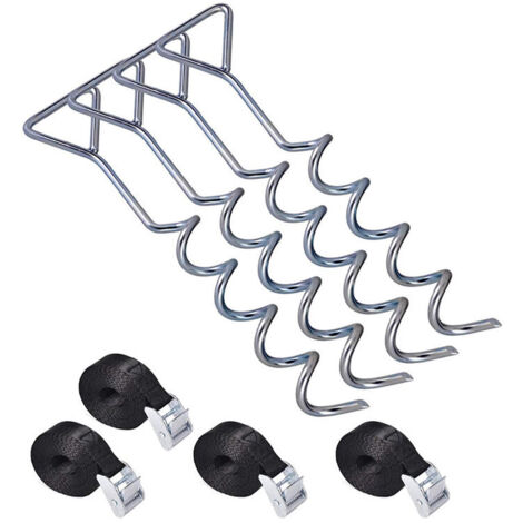 Piquetas de anclaje en espiral, correas de tensión, kit de anclaje, resistencia 900 kg, acero inoxidable, fijaciones para trampolín, seguridad,