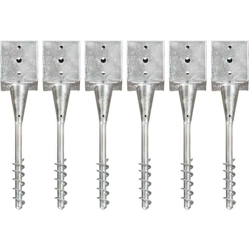 Piquets au sol 6 pcs Argenté 12x12x56 cm Acier galvanisé Vidaxl