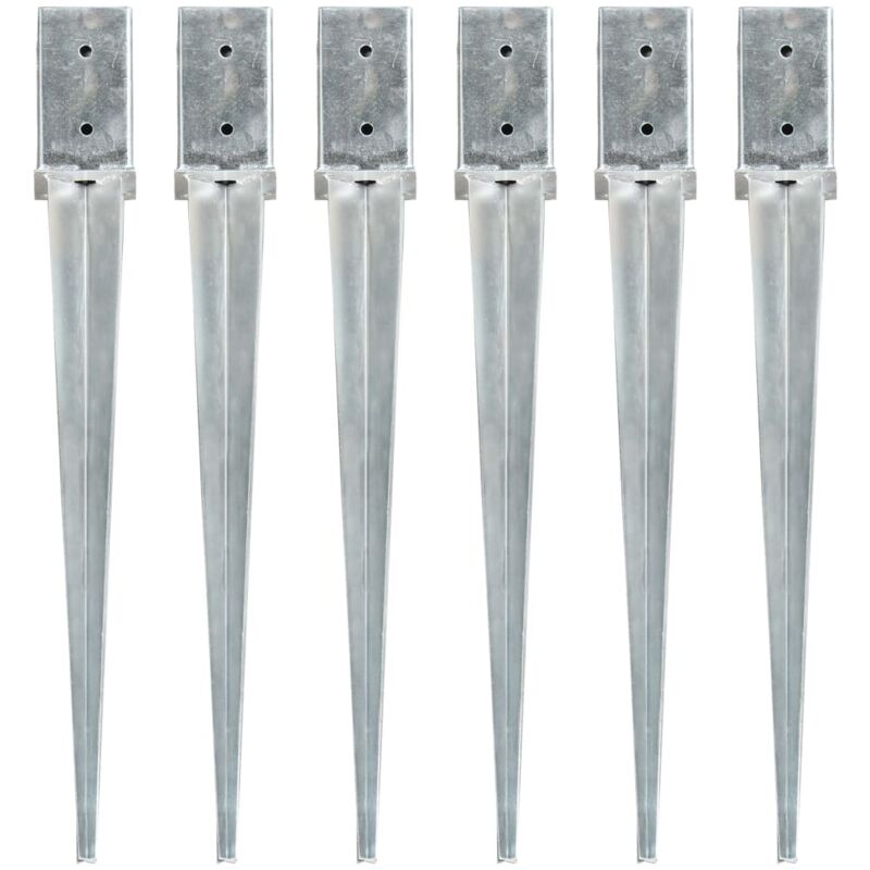 Vidaxl - Piquets au sol 6 pcs Argenté 8x8x76 cm Acier galvanisé