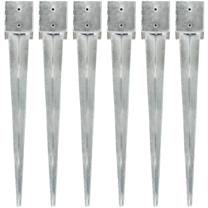Piquets au sol 6 pcs Argenté 12x12x89 cm Acier galvanisé