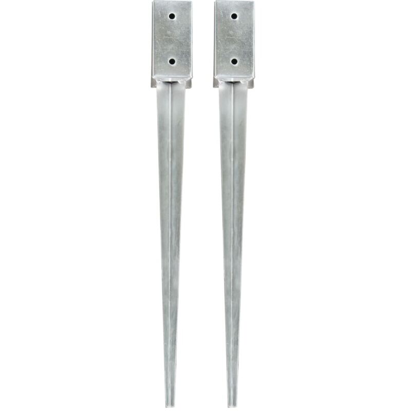 Piquets au sol 2 pcs Argenté 7x7x75 cm Acier galvanisé vidaXL