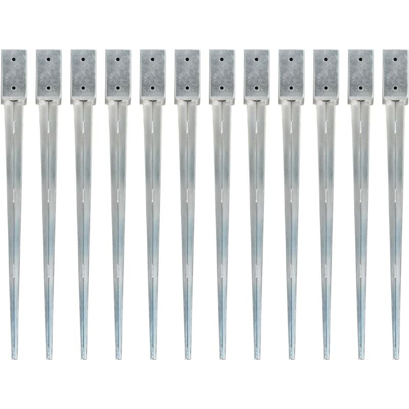 Vidaxl - Piquets au sol 12 pcs Argenté 7x7x90 cm Acier galvanisé