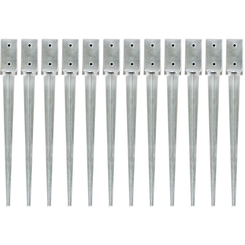 Vidaxl - Piquets au sol 12 pcs Argenté 7x7x75 cm Acier galvanisé