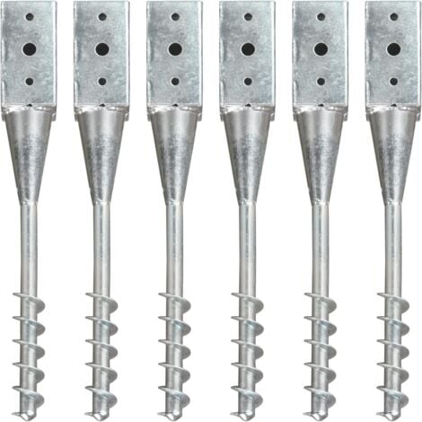 Piquets au sol 6 pcs Argenté 7x7x56 cm Acier galvanisé vidaXL