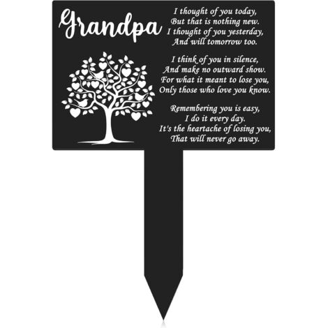 Piquets commémoratifs, décorations de cimetière, plaques funéraires en métal, tuteurs de jardin, décorations pour la tombe de grand-père