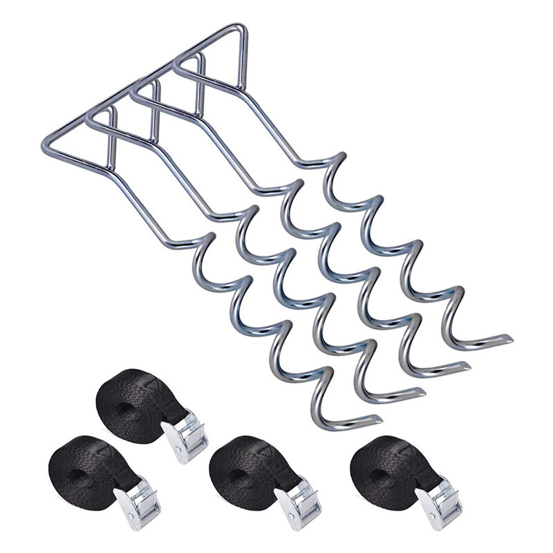 Cyslmuk - Piquets d'ancrage spirales Sangles de serrage Kit ancrage résistance 900kg Acier inoxydable Fixations pour trampoline Sécurité