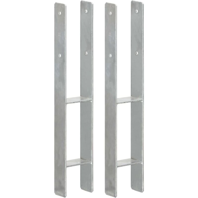 Piquets de clôture 2 pcs Argenté 9x6x60 cm Acier galvanisé