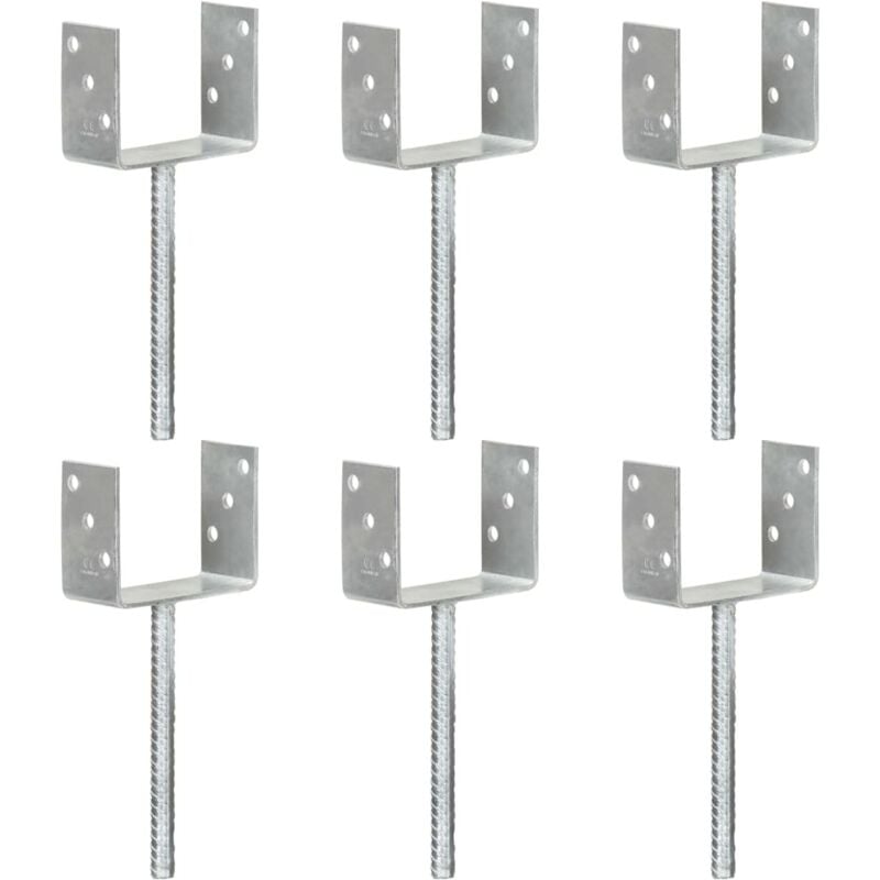 Piquets de clôture 6 pcs Argenté 12x6x30 cm Acier galvanisé Vidaxl