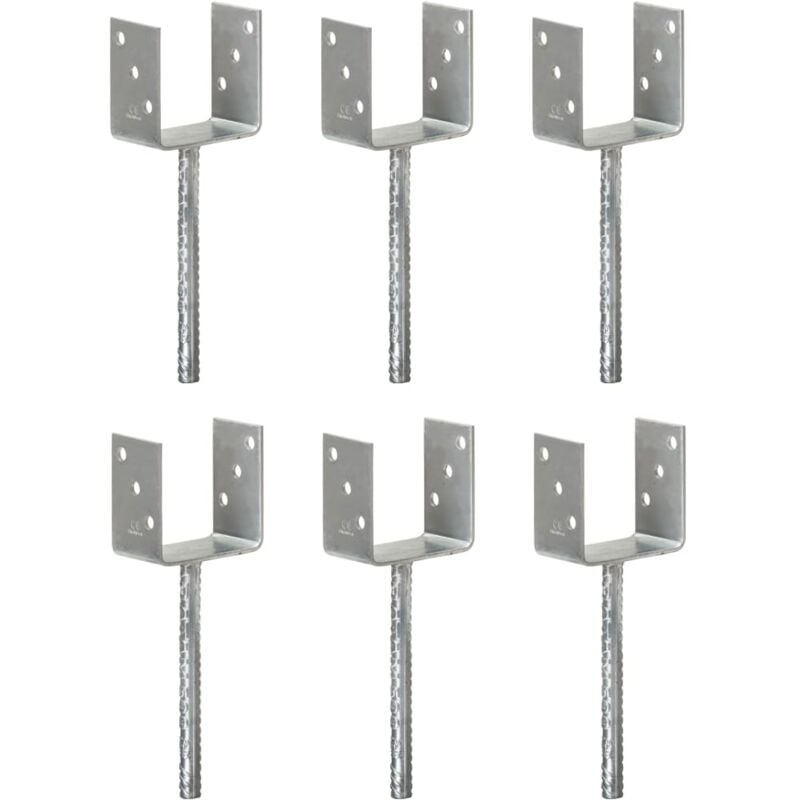 Piquets de clôture 6 pcs Argenté 10x6x30 cm Acier galvanisé Vidaxl