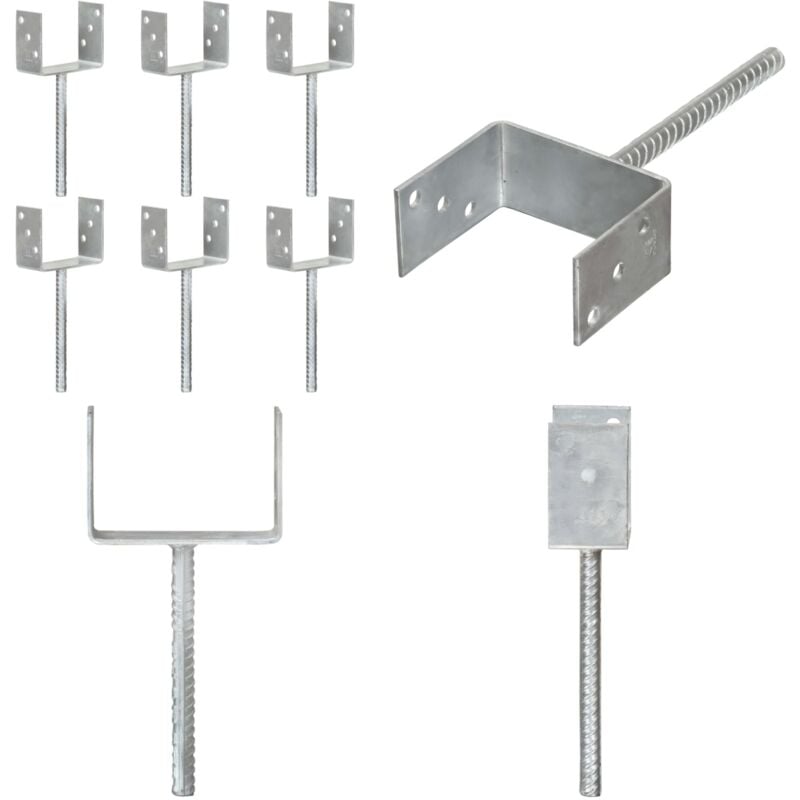 Vidaxl - Piquets de clôture 6 pcs Argenté 12x6x30 cm Acier galvanisé - ancre de clôture - ancres de clôture - Home & Living