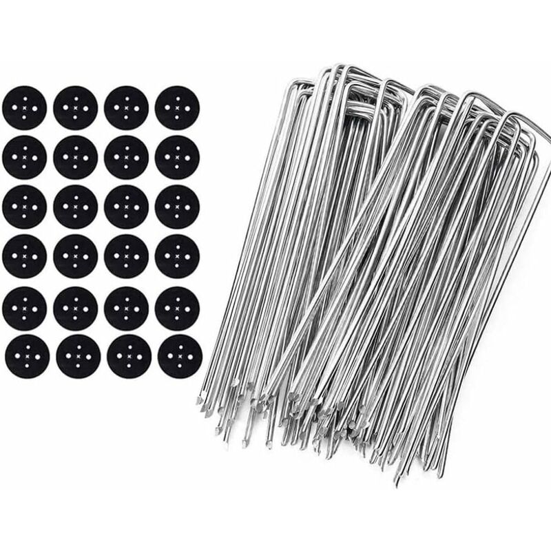 Piquets de Fixation en Acier Galvanisé (40 Pièces) - Agrafes de Fixation Solides pour Toile de Paillage, Grillage et Filets - 150 mm Long, 30 mm
