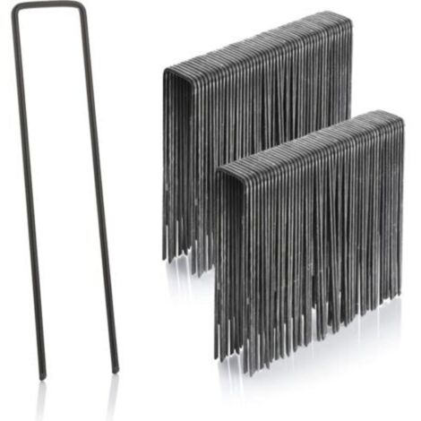 Piquets de fixation en acier galvanisé – Lot de 100 pièces (2,9 × 150 × 25 mm) pour jardin, clôture et ancrage au sol