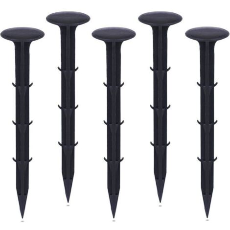 Piquets de fixation en plastique pour jardin, pour maintenir les toiles anti-mauvaises herbes (50 pièces, noir)