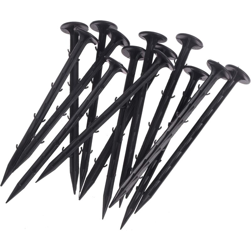 Piquets de Fixation pour Jardin 200mm 100 Pièces pour la Fixation des Tissus Anti Mauvaises Herbes - Ancrage de Sol en Plastique ou Filet Anti-Taupe