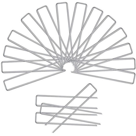 Piquets de Fixation pour Jardin, Pelouse Agrafes en Forme de U pour Bache Anti-Mauvaises Herbes, Galvanisés à Chaud (3x150x25mm)-Différentes options de quantité
